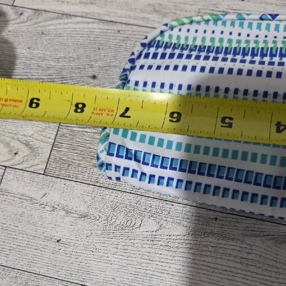 Striped Green and Blue Cosmetic Bag